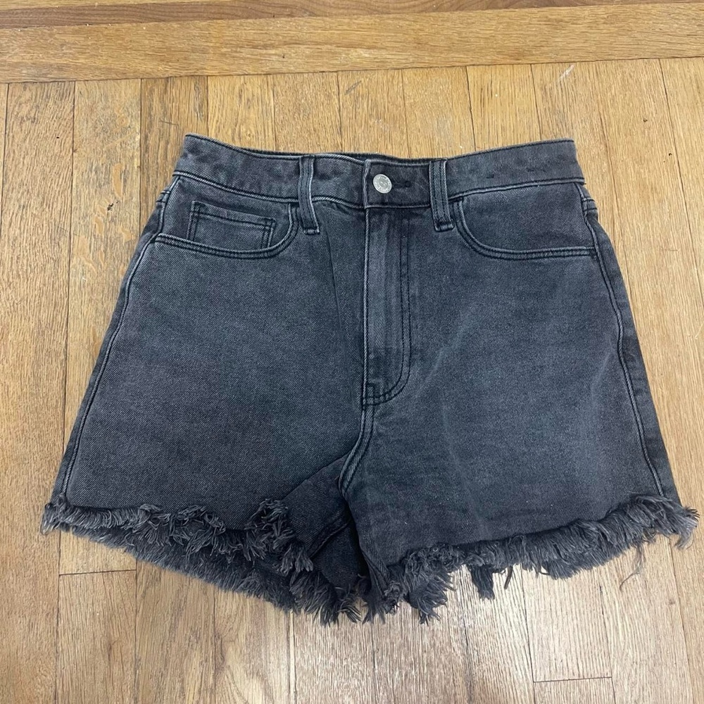 Hollister Charcoal Frayed Jean Shorts